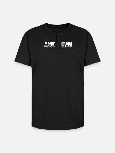 Amsterdam Holland Netherlands silhouette vacation - Unisex Henley T-Shirt - black