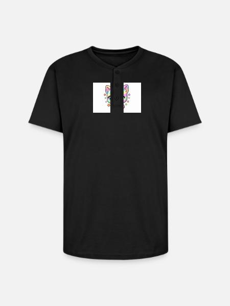 Pastel Rainbow Kitten - Unisex Henley T-Shirt - black