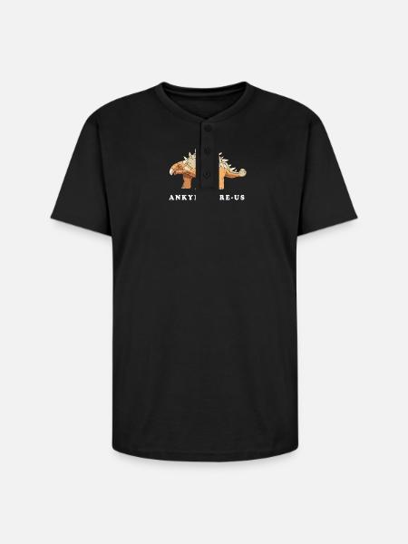 Ankylosaurus Dinosaur Prehistoric - Unisex Henley T-Shirt - black
