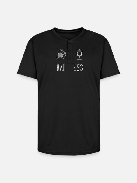 Radio + Microphone = Happiness - Unisex Henley T-Shirt - black