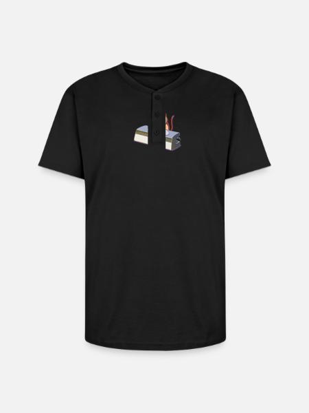 PanicMeow - Unisex Henley T-Shirt - black