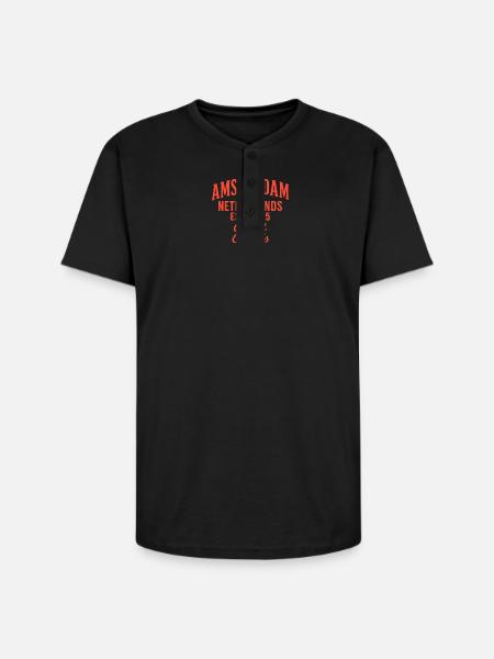 Amsterdam City of Canals Shirt - Unisex Henley T-Shirt - black