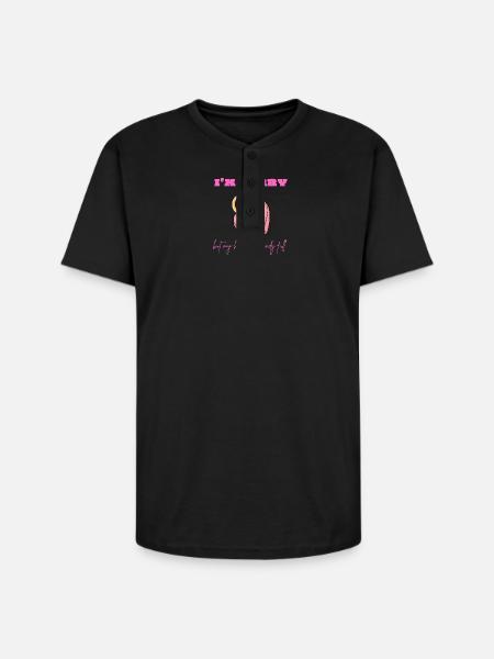 Pink Heart Lock Apology - Unisex Henley T-Shirt - black