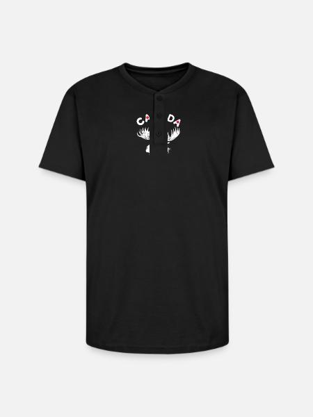 Canadian Moose with Maple Leaf Emblem - Unisex Henley T-Shirt - black