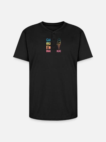 Sugarholic Ice Cream Pop - Unisex Henley T-Shirt - black