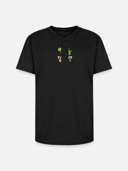 Take It Easy Turtle - Unisex Henley T-Shirt - black
