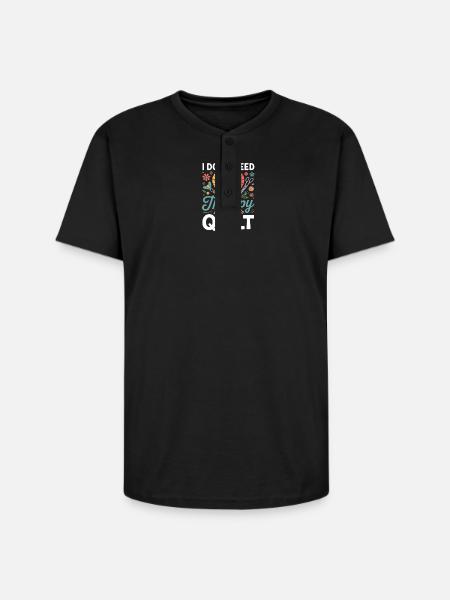 Therapy Quilt Heart Patch - Unisex Henley T-Shirt - black