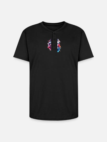 Husky Trio Neon Splash - Unisex Henley T-Shirt - black