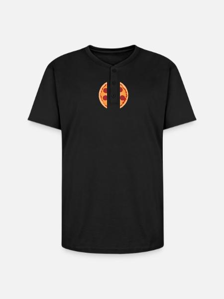 Pepperoni Pizza Slice Art - Unisex Henley T-Shirt - black