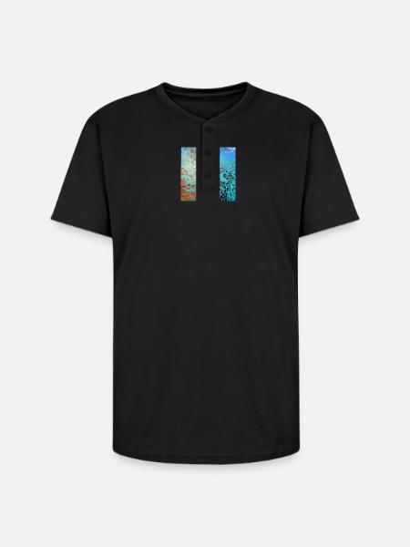 Aqua Cell Burst - Unisex Henley T-Shirt - black