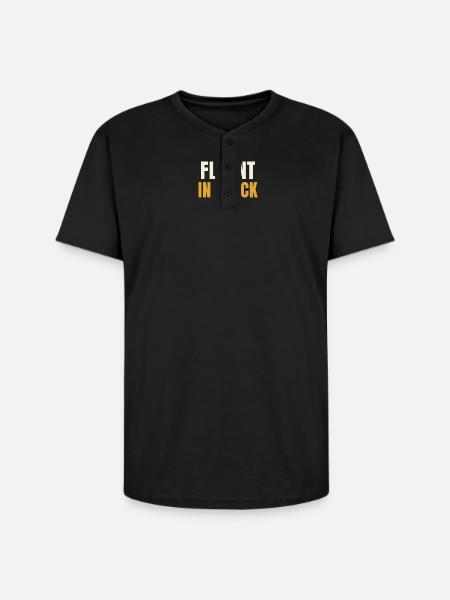 Fluent In Cluck Chicken - Unisex Henley T-Shirt - black