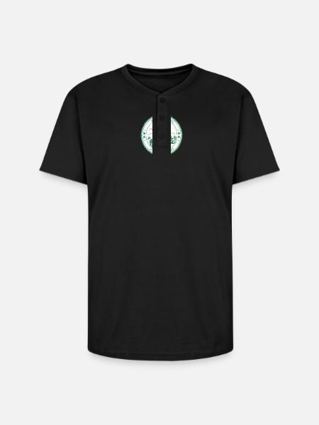 Nara Eki Art - Unisex Henley T-Shirt - black