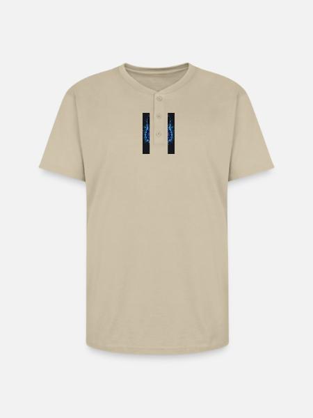 Neon Circuit Wolf - Unisex Henley T-Shirt - sand