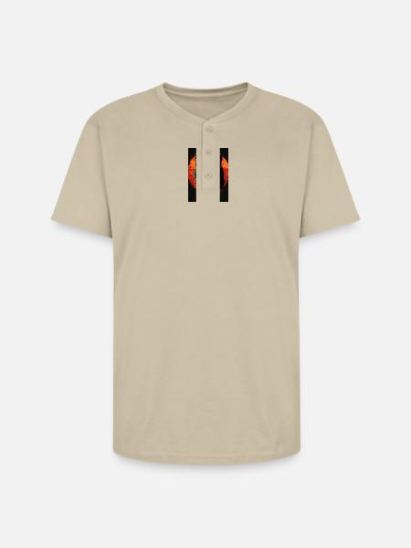 Crimson Moon Wolf - Unisex Henley T-Shirt - sand