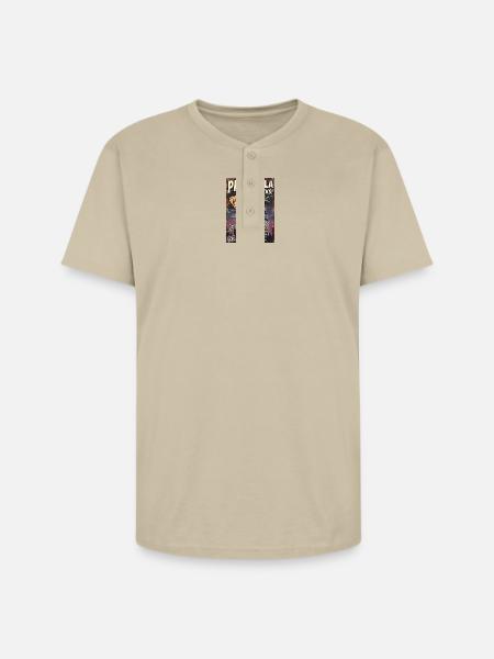 Pizzazilla Attacks Retro City Poster - Unisex Henley T-Shirt - sand