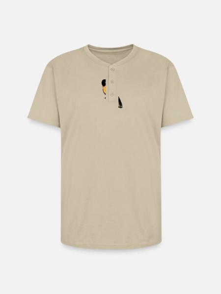 Ember Robin on Midnight - Unisex Henley T-Shirt - sand