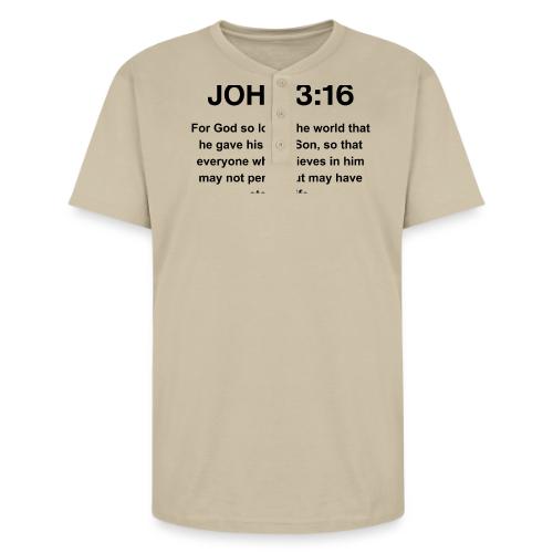 John 3:16 Christian Apparel – Bible Verse Clothing - Unisex Henley T-Shirt