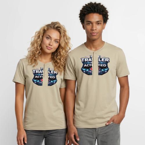 Time Traveler Mode – Futuristic Neon Sci-Fi Tee - Unisex Henley T-Shirt