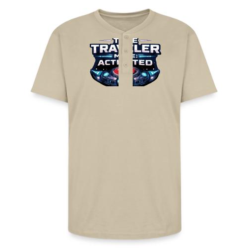 Time Traveler Mode – Futuristic Neon Sci-Fi Tee - Unisex Henley T-Shirt