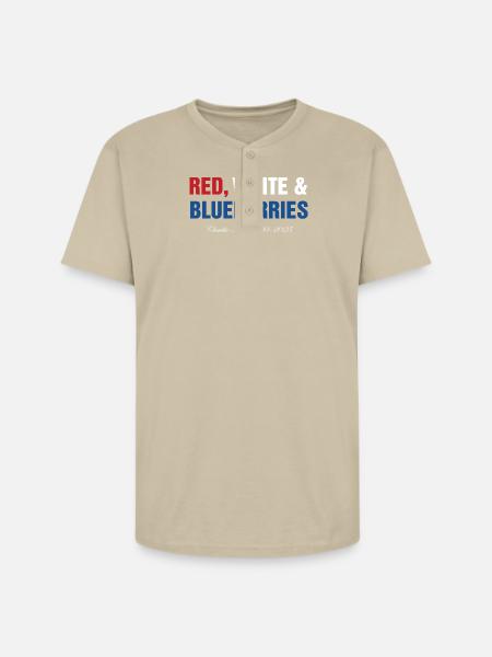 Red White Blueberries - Unisex Henley T-Shirt - sand