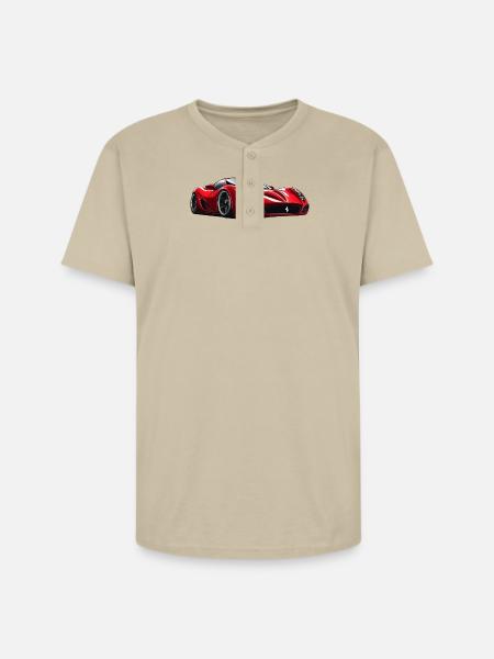 Crimson Velocity Sports Car - Unisex Henley T-Shirt - sand