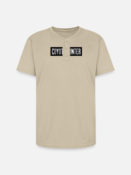 Coyote Hunter; Black with White - Unisex Henley T-Shirt - sand
