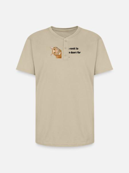 Peekaboo Orange Tabby - Unisex Henley T-Shirt - sand