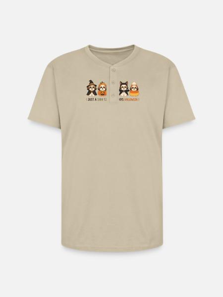 Halloween Shih Tzu Crew - Unisex Henley T-Shirt - sand