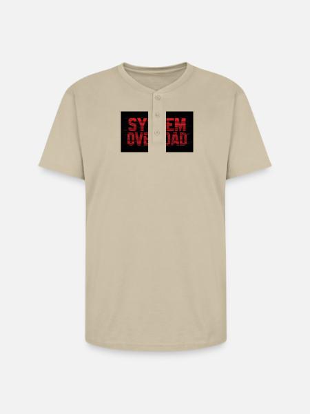 System Overload Glitch Text - Unisex Henley T-Shirt - sand