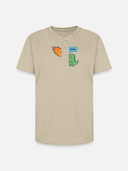 Meteor Buddy and Dino Boop - Unisex Henley T-Shirt - sand