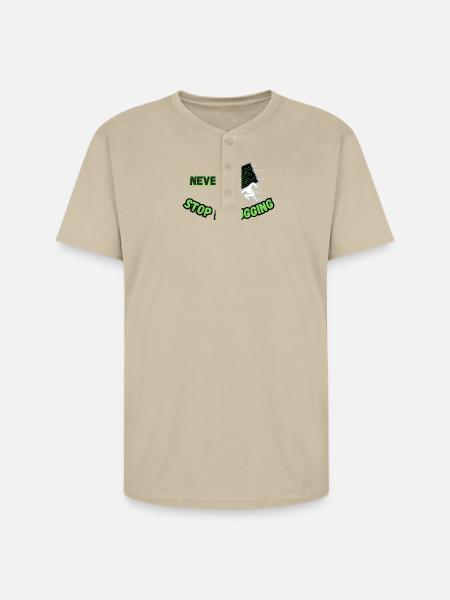 Never Stop Debugging - Funny Programmer - Unisex Henley T-Shirt - sand