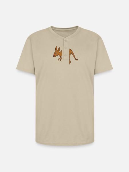 Rustic Kangaroo Jump - Unisex Henley T-Shirt - sand