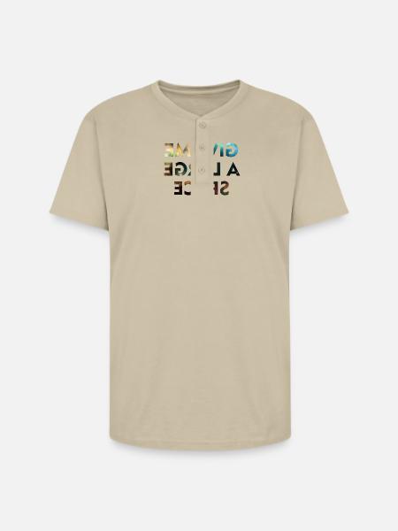 Cosmic Galaxy Mirror Text - Unisex Henley T-Shirt - sand