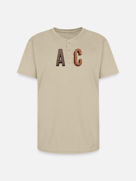 Rustic Wood ABC Letters - Unisex Henley T-Shirt - sand