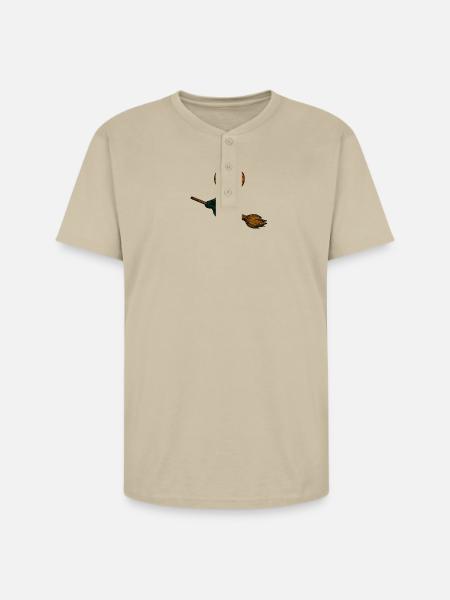 Pumpkinhead Witch on Broom - Unisex Henley T-Shirt - sand