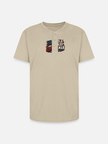Bold Badass Superhuman Flag Art - Unisex Henley T-Shirt - sand