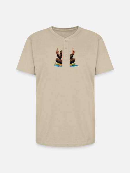 Monkey Yoga / Yogi Monkey - Unisex Henley T-Shirt - sand