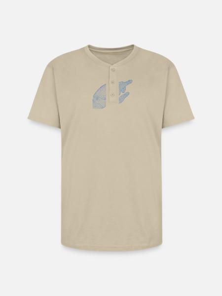 Geometric Hand Silhouette with Fractals - Unisex Henley T-Shirt - sand