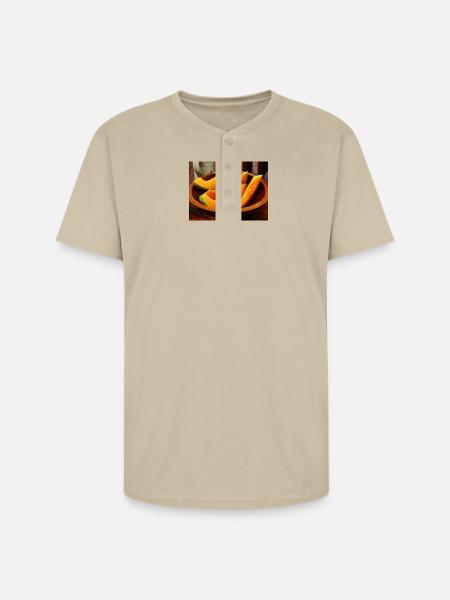 Slices of Cantaloupe - Unisex Henley T-Shirt - sand