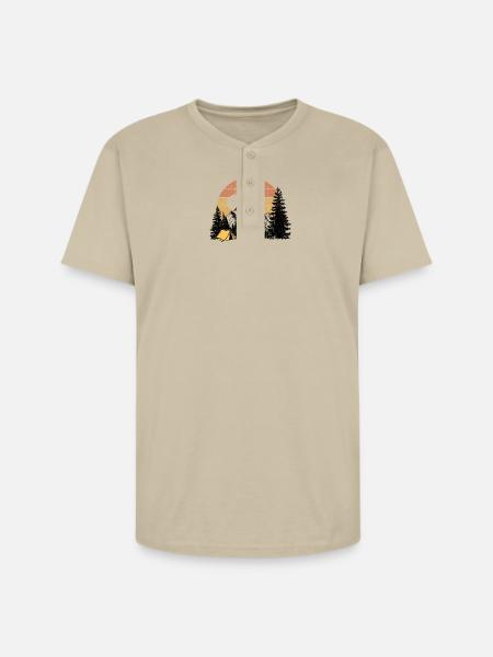 Sunset Camp Silhouette - Unisex Henley T-Shirt - sand