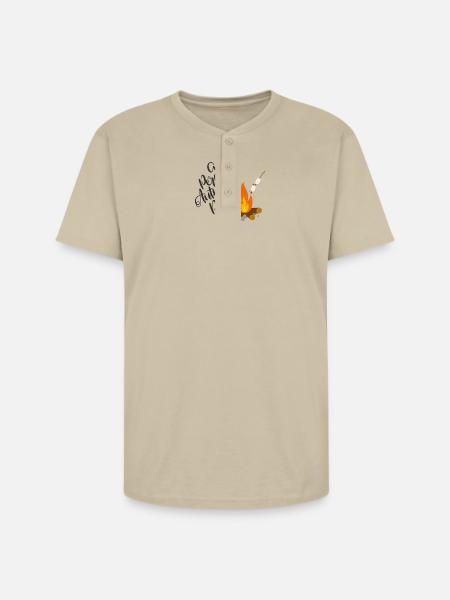 Autumn Campfire Cozy Day - Unisex Henley T-Shirt - sand