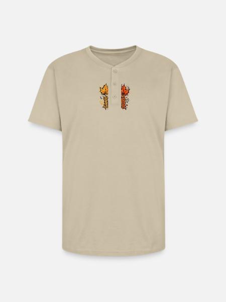 Autumn Graffiti Leaves - Unisex Henley T-Shirt - sand