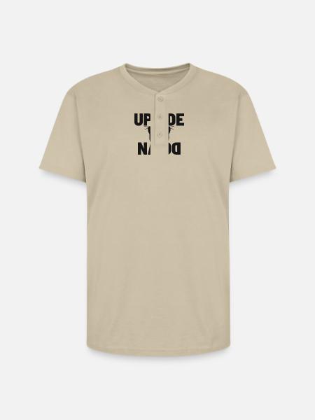 Upside Down cat Face Graphic - Unisex Henley T-Shirt - sand
