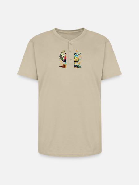 Crypto Frog Tycoon - Unisex Henley T-Shirt - sand