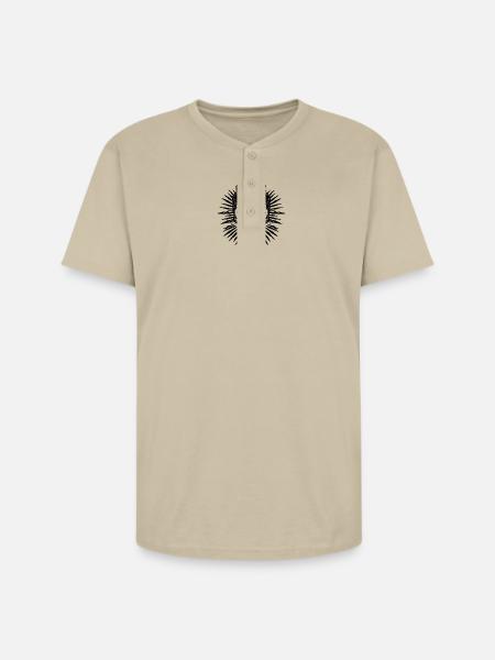 Dark Sunburst Skull Emblem - Unisex Henley T-Shirt - sand