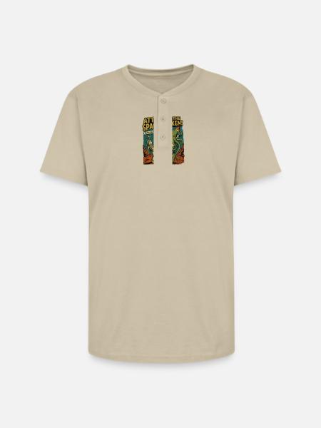 Attack of the Space Kraken - Unisex Henley T-Shirt - sand