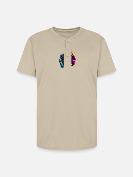 Neon Game Controller Splash - Unisex Henley T-Shirt - sand