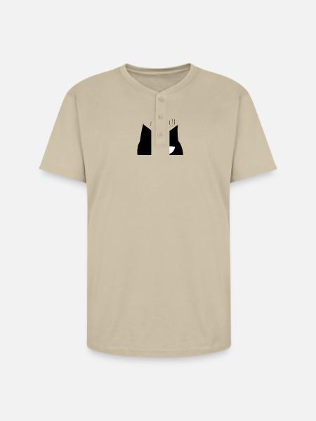 Cute cat face - Unisex Henley T-Shirt - sand