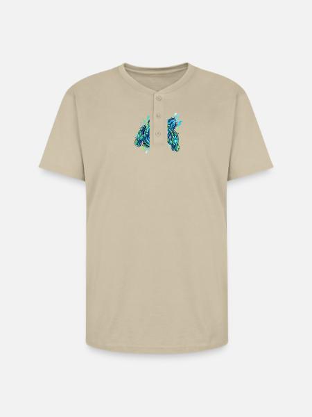 Neon Circuit Vortex Hands - Unisex Henley T-Shirt - sand