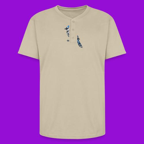 Silver Blue Jay on Perch - Unisex Henley T-Shirt